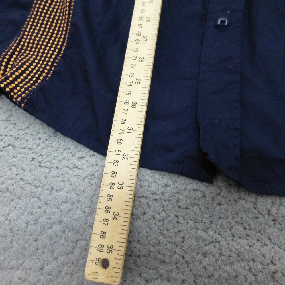 Marithe Francois Girbaud Shirt Mens 2XL Navy Blue Graphic Button Up - Picture 6 of 8